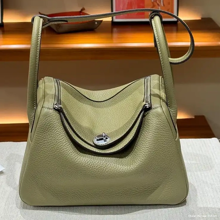 Bag Palladium In Hermes Hardware Olive Leather Lindy Clemence 0508